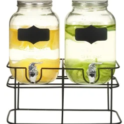 Arts De La Table & Arts Culinaires-vidaXL 2 pcs Distributeurs de boissons avec support 2 x 4 L Verre