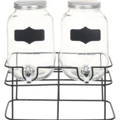 Arts De La Table & Arts Culinaires-vidaXL 2 pcs Distributeurs de boissons avec support 2 x 4 L Verre
