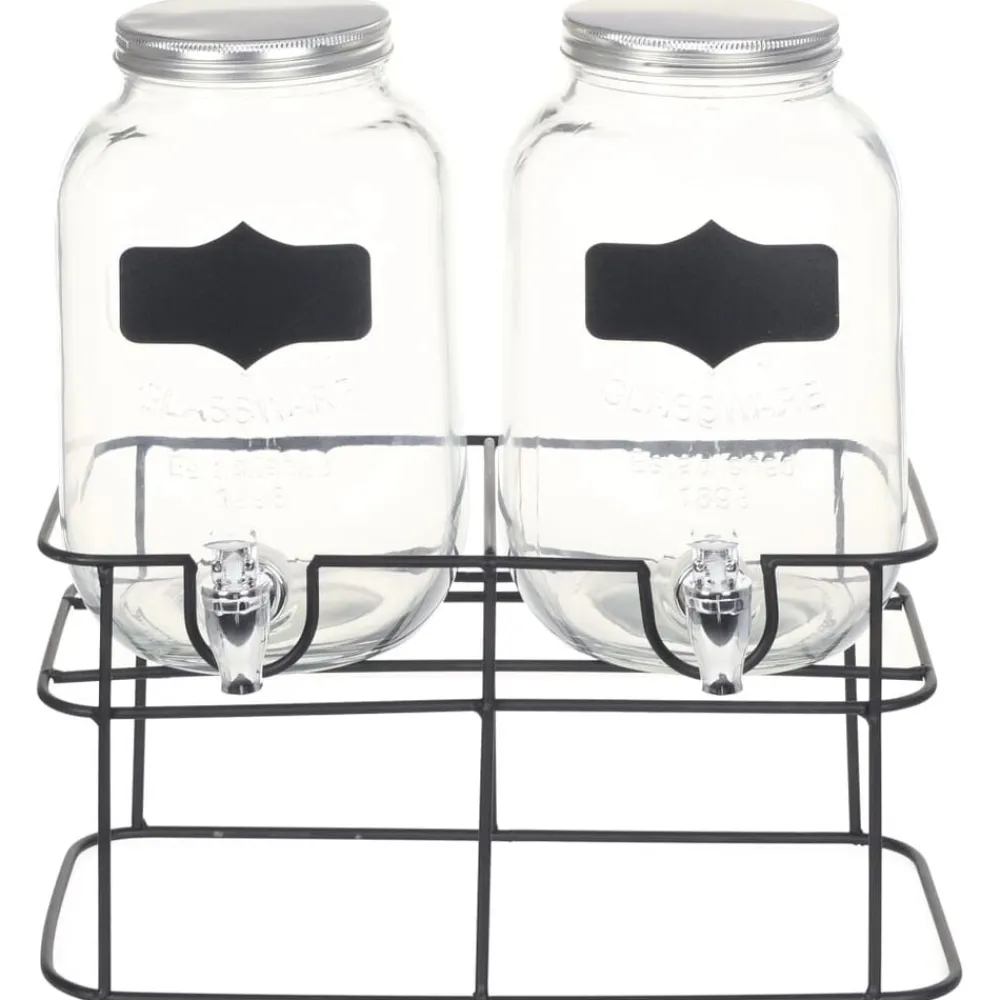 Arts De La Table & Arts Culinaires-vidaXL 2 pcs Distributeurs de boissons avec support 2 x 4 L Verre