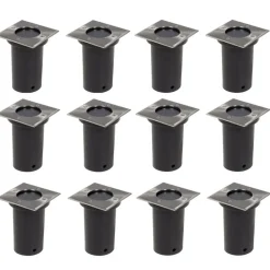 Luminaires-vidaXL 12 pcs Lampes encastrables au sol d'extérieur Carré