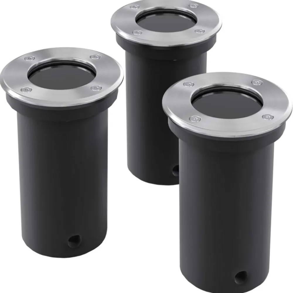 Luminaires-vidaXL 3 pcs Lampes encastrables au sol d'extérieur Rond