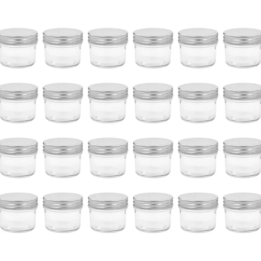 Arts De La Table & Arts Culinaires-vidaXL 24 pcs Pots à confiture avec couvercles és Verre 110 ml Argent