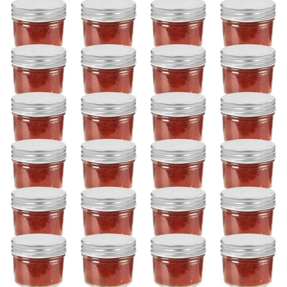 Arts De La Table & Arts Culinaires-vidaXL 24 pcs Pots à confiture avec couvercles és Verre 110 ml Argent