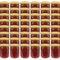 Arts De La Table & Arts Culinaires-vidaXL 48 pcs Pots à confiture avec couvercle Verre 230 ml Doré