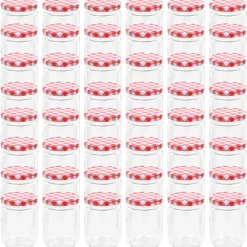Arts De La Table & Arts Culinaires-vidaXL 48 pcs Pots à confiture Couvercle Verre 230 ml blanc et rouge