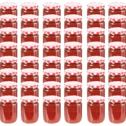 Arts De La Table & Arts Culinaires-vidaXL 48 pcs Pots à confiture Couvercle Verre 230 ml blanc et rouge