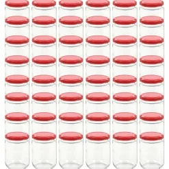 Arts De La Table & Arts Culinaires-vidaXL 48 pcs Pots à confiture avec couvercle Verre 230 ml Rouge