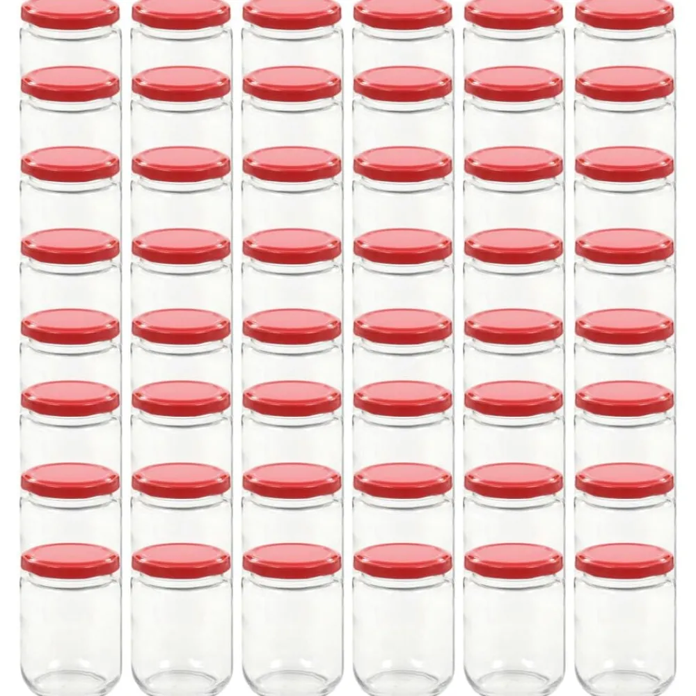 Arts De La Table & Arts Culinaires-vidaXL 48 pcs Pots à confiture avec couvercle Verre 230 ml Rouge