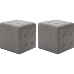 Poufs-vidaXL 2 pcs Poufs 30 x 30 x 30 cm Similicuir Gris