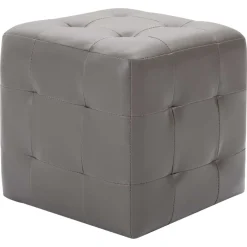 Poufs-vidaXL 2 pcs Poufs 30 x 30 x 30 cm Similicuir Gris