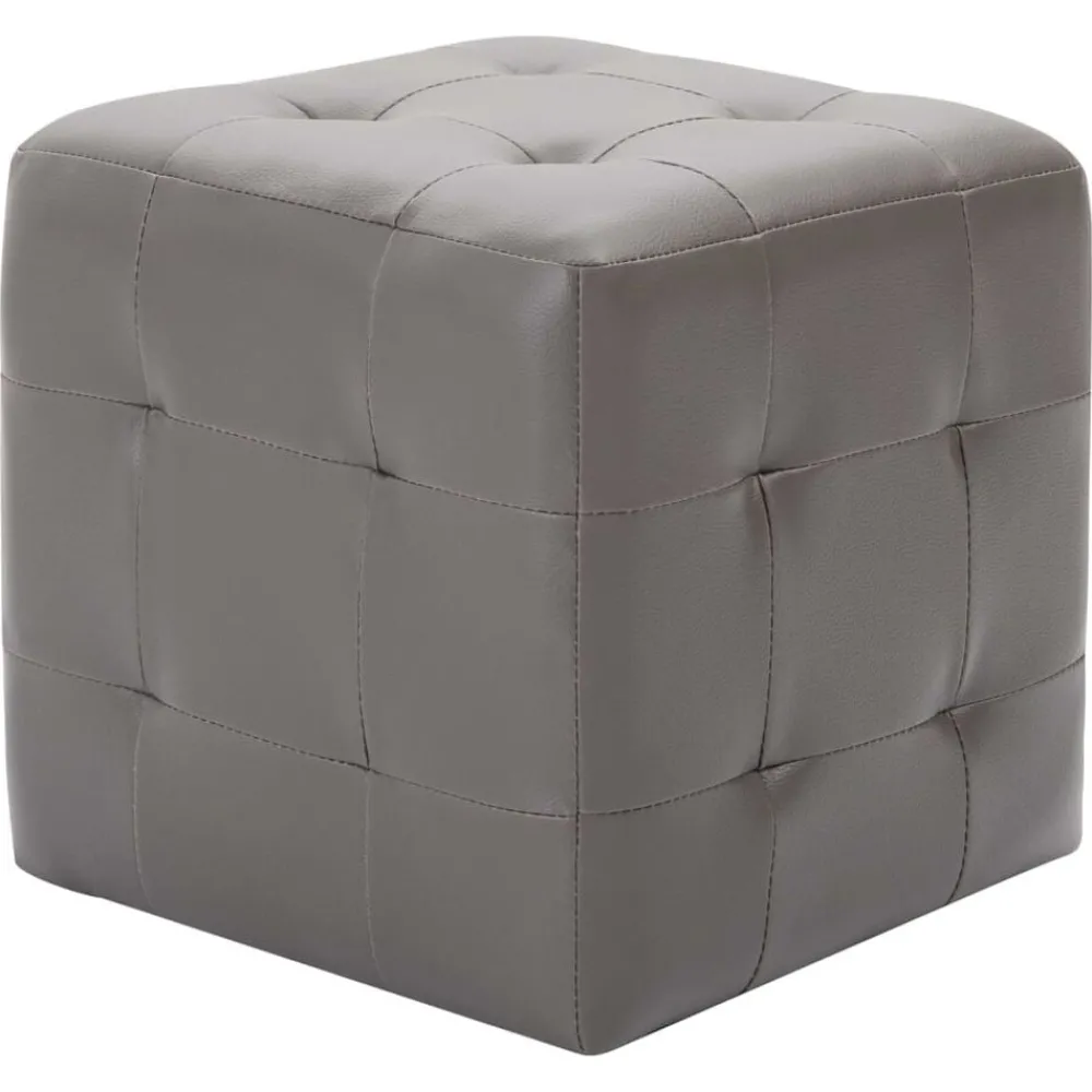 Poufs-vidaXL 2 pcs Poufs 30 x 30 x 30 cm Similicuir Gris