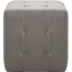 Poufs-vidaXL 2 pcs Poufs 30 x 30 x 30 cm Similicuir Gris