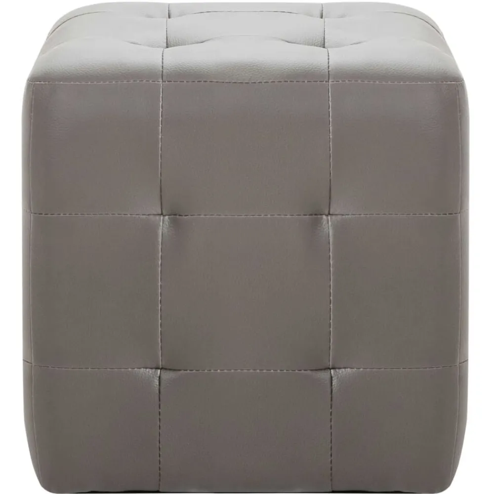 Poufs-vidaXL 2 pcs Poufs 30 x 30 x 30 cm Similicuir Gris