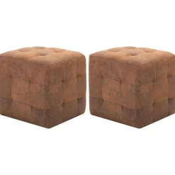 vidaXL 2 pcs Poufs 30 x 30 x 30 cm Similicuir daim