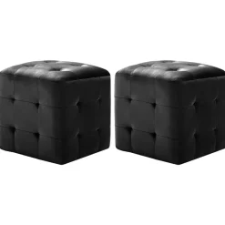 Poufs-vidaXL 2 pcs Poufs 30 x 30 x 30 cm Tissu velours Noir