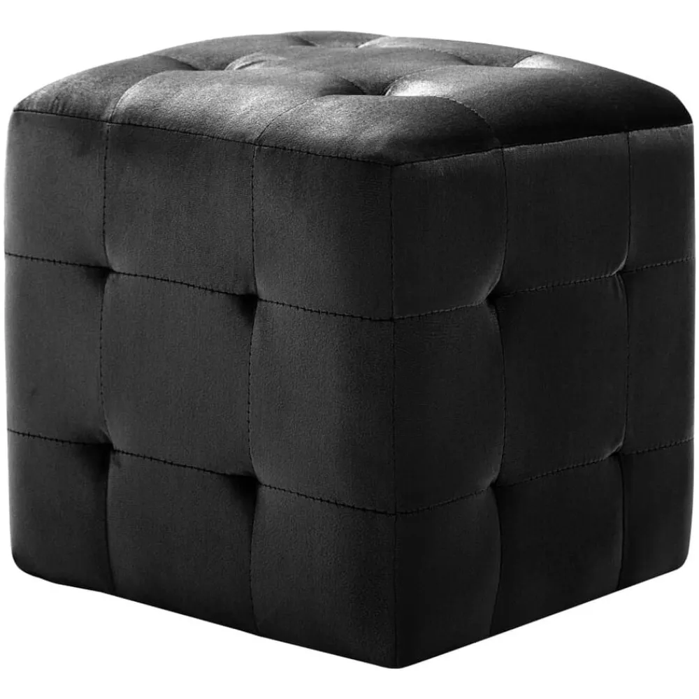 Poufs-vidaXL 2 pcs Poufs 30 x 30 x 30 cm Tissu velours Noir