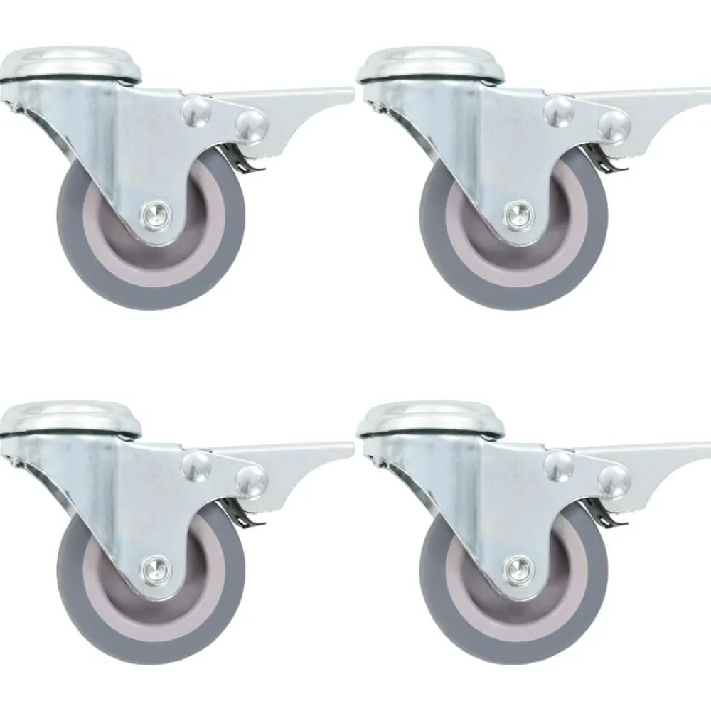 Manutention De Matériaux-vidaXL 4 pcs Roulettes pivotantes à trou de boulon à double frein 50mm
