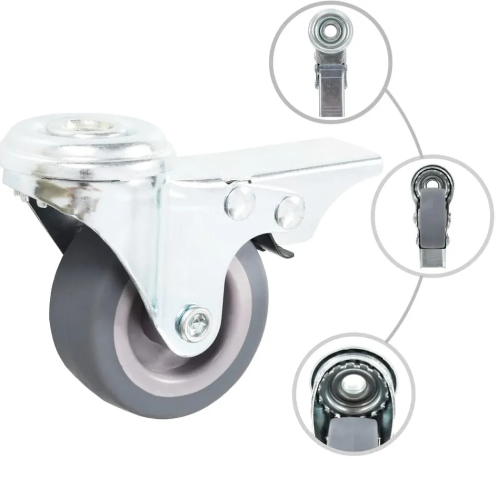 Manutention De Matériaux-vidaXL 4 pcs Roulettes pivotantes à trou de boulon à double frein 50mm