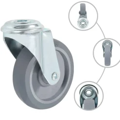Manutention De Matériaux-vidaXL 4 pcs Roulettes pivotantes à trou de boulon 100 mm