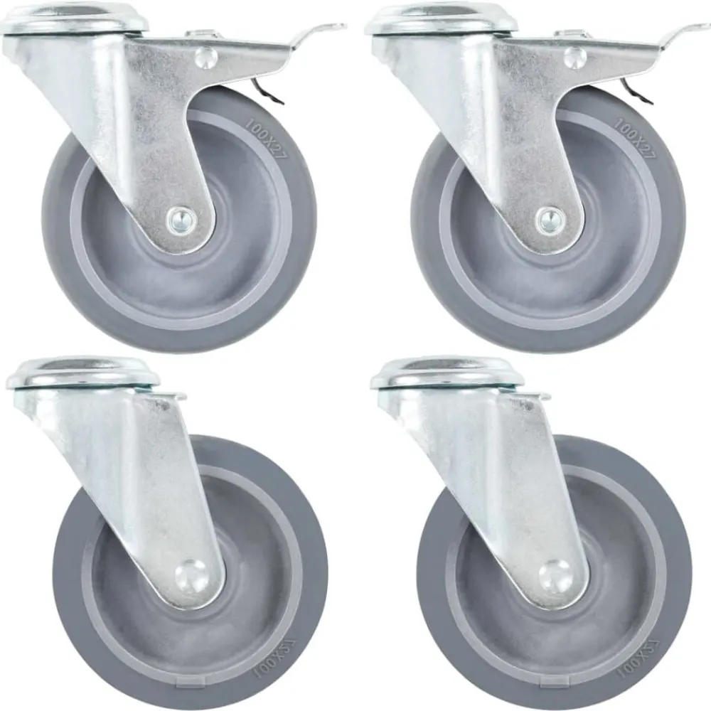 Manutention De Matériaux-vidaXL 4 pcs Roulettes pivotantes à trou de boulon 100 mm
