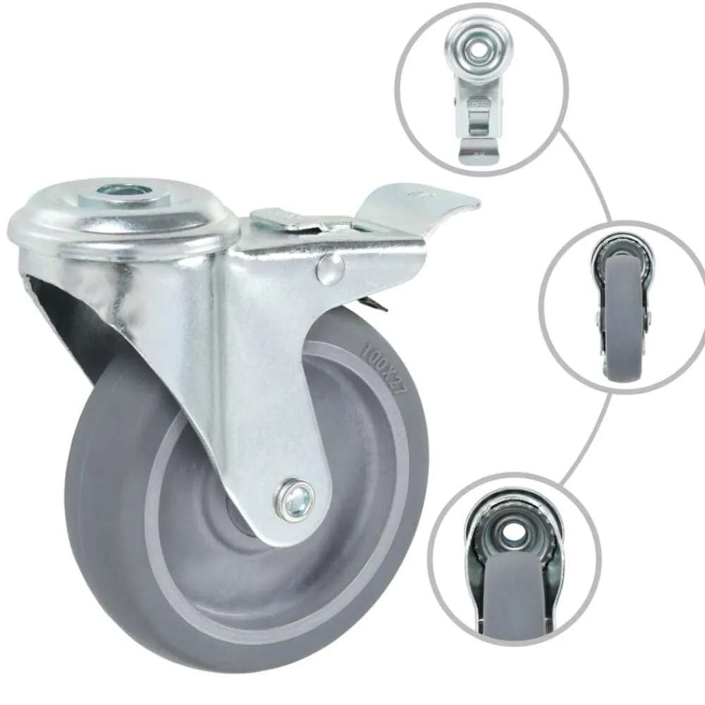 Manutention De Matériaux-vidaXL 4 pcs Roulettes pivotantes à trou de boulon 100 mm