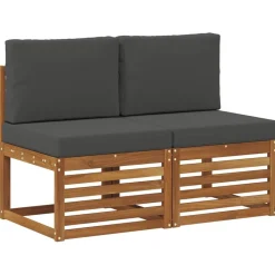 Mobilier De Jardin-vidaXL 2 Pièce Sofa de milieu extérieur Bois d'Acacia Massif Naturel Naturel et anthracite
