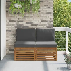 Mobilier De Jardin-vidaXL 2 Pièce Sofa de milieu extérieur Bois d'Acacia Massif Naturel Naturel et anthracite