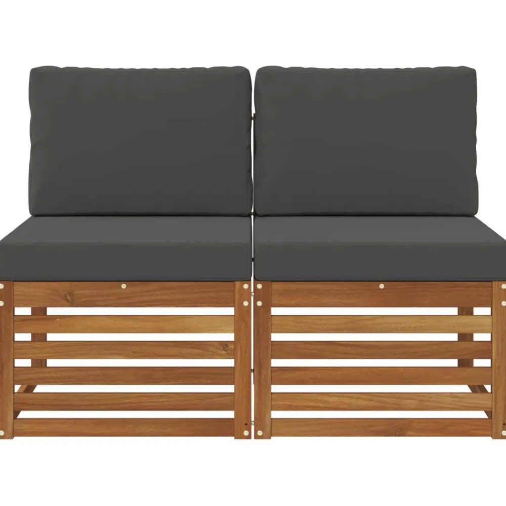 Mobilier De Jardin-vidaXL 2 Pièce Sofa de milieu extérieur Bois d'Acacia Massif Naturel Naturel et anthracite