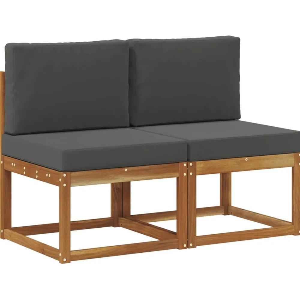 vidaXL 2 Pièce Sofa de milieu extérieur Bois d'Acacia Massif