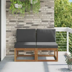 vidaXL 2 Pièce Sofa de milieu extérieur Bois d'Acacia Massif