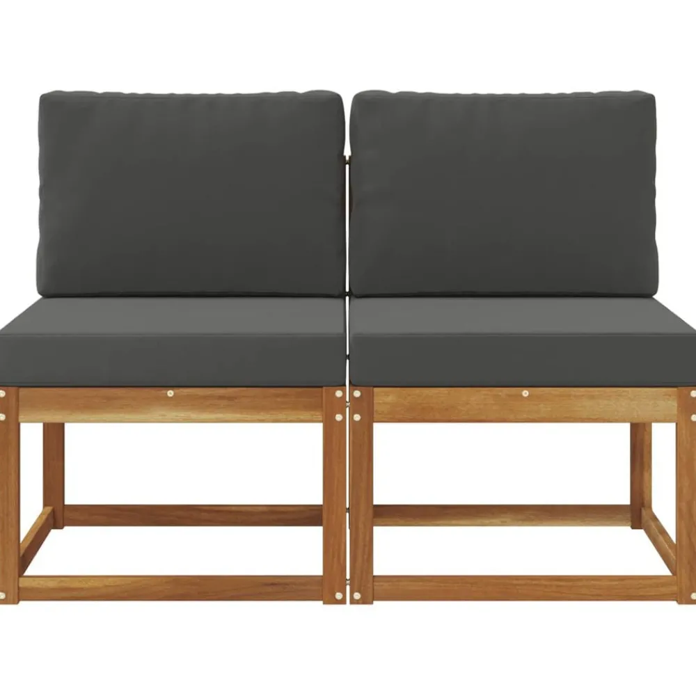 vidaXL 2 Pièce Sofa de milieu extérieur Bois d'Acacia Massif