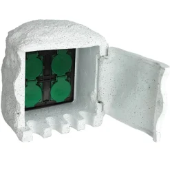 vidaXL 4 prises de jardin étanches Résine