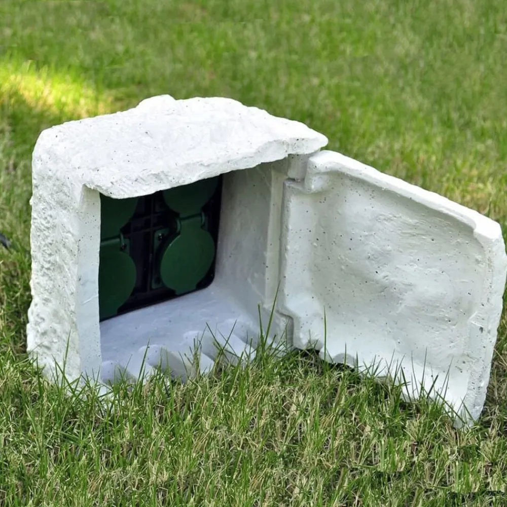 vidaXL 4 prises de jardin étanches Résine