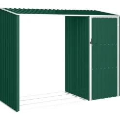 Pelouses & Jardins-vidaXL Abri à bois de jardin 245x98x159 cm Acier galvanisé Vert
