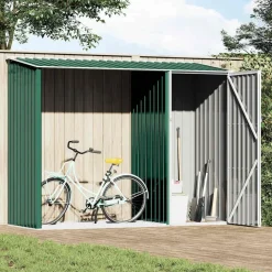 Pelouses & Jardins-vidaXL Abri à bois de jardin 245x98x159 cm Acier galvanisé Vert