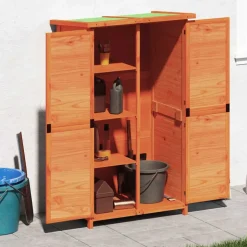 Pelouses & Jardins-vidaXL Abri à outils de jardin 83x57x140 cm bois massif pin Marron