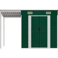 Pelouses & Jardins-vidaXL Abri de jardin avec toit prolongé 277x107x181 cm acier Vert