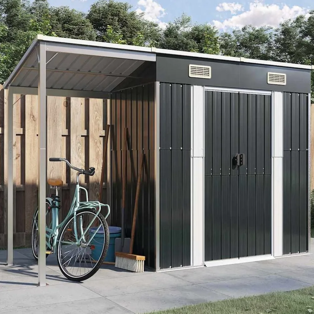 vidaXL Abri de jardin avec toit prolongé 277x107x181 cm