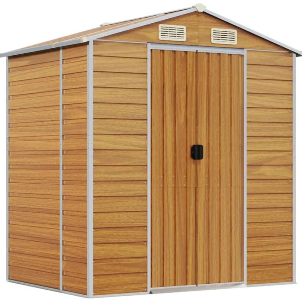 Pelouses & Jardins-vidaXL Abri de jardin 191x130x198 cm acier galvanisé Marron clair