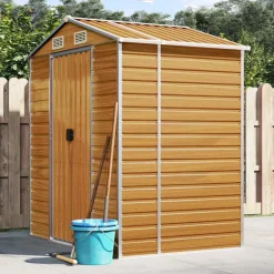 Pelouses & Jardins-vidaXL Abri de jardin 191x130x198 cm acier galvanisé Marron clair