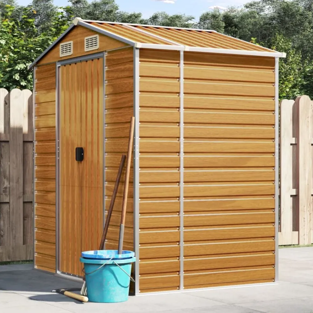 Pelouses & Jardins-vidaXL Abri de jardin 191x130x198 cm acier galvanisé Marron clair