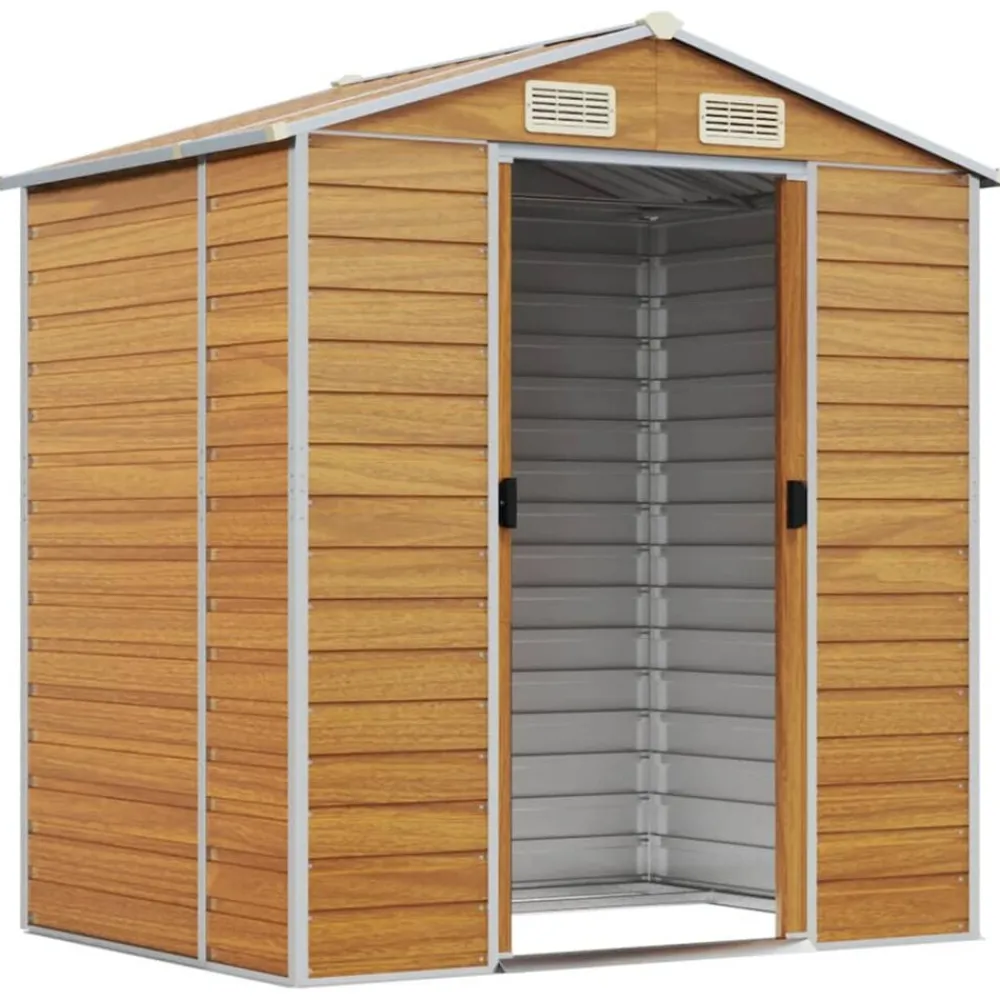 Pelouses & Jardins-vidaXL Abri de jardin 191x130x198 cm acier galvanisé Marron clair