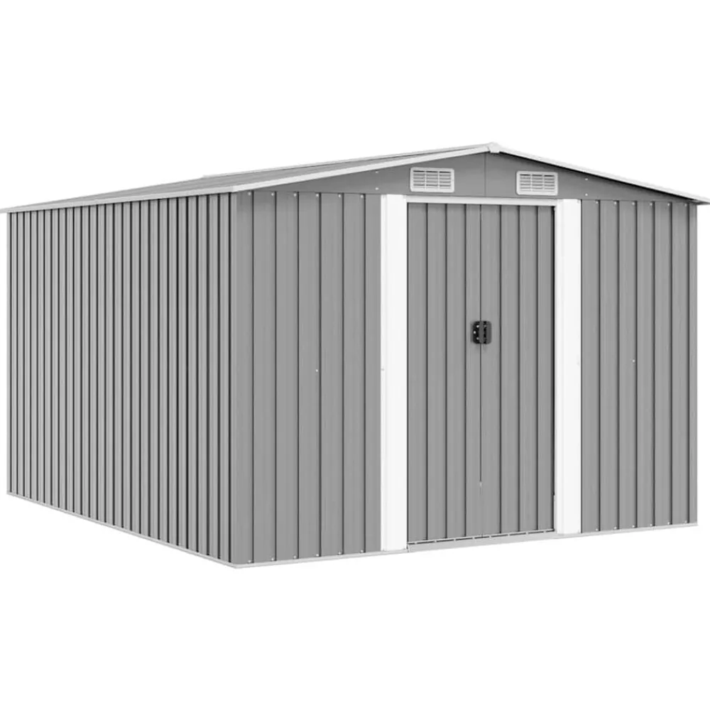 Pelouses & Jardins-vidaXL Abri de jardin 257x298x178 cm Métal Gris