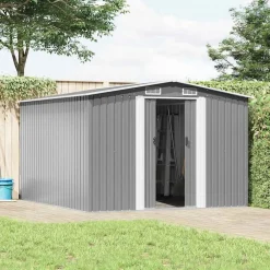 Pelouses & Jardins-vidaXL Abri de jardin 257x298x178 cm Métal Gris