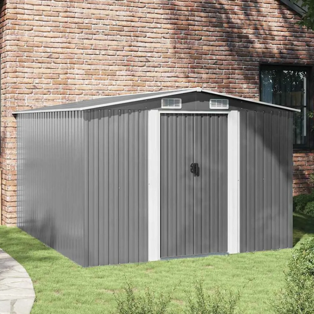 Pelouses & Jardins-vidaXL Abri de jardin 257x298x178 cm Métal Gris