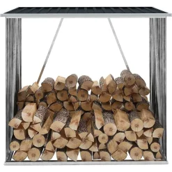 vidaXL Abri de stockage à bois Acier galvanisé 163x83x154cm