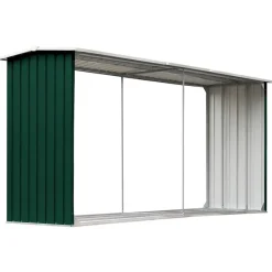 vidaXL Abri de stockage de bois Acier galvanisé 330x92x153 cm