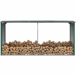 vidaXL Abri de stockage de bois Acier galvanisé 330x92x153 cm
