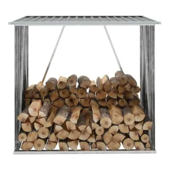 vidaXL Abri de stockage de bois Acier galvanisé 163x83x154 cm