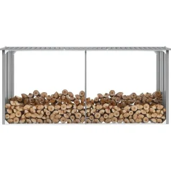 Accessoires Pour Cheminées & Poêles À Bois-vidaXL Abri de stockage de bois Acier galvanisé 330x92x153 cm Gris
